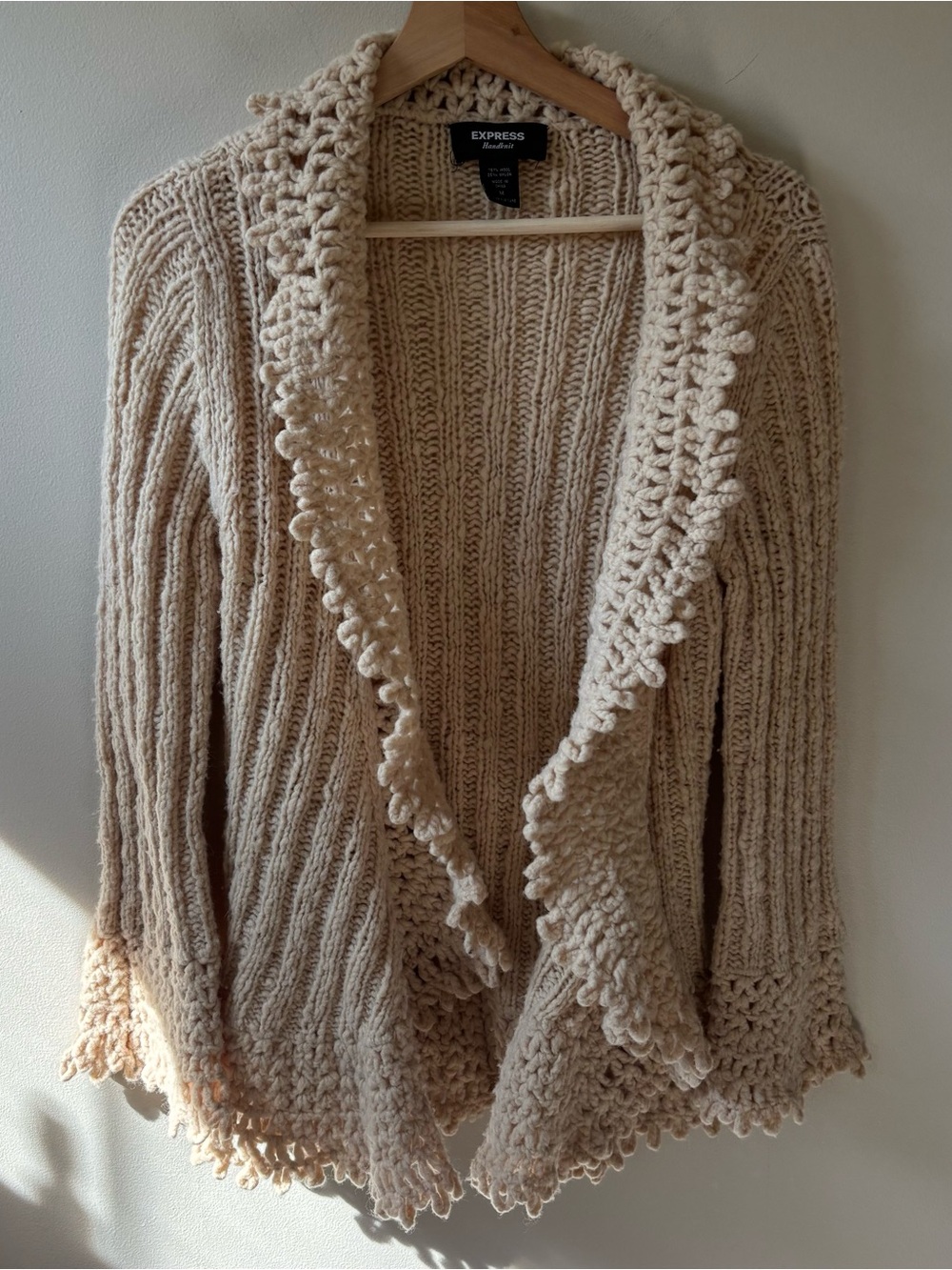 Express Handknit Cream Chunky Knit Cardigan